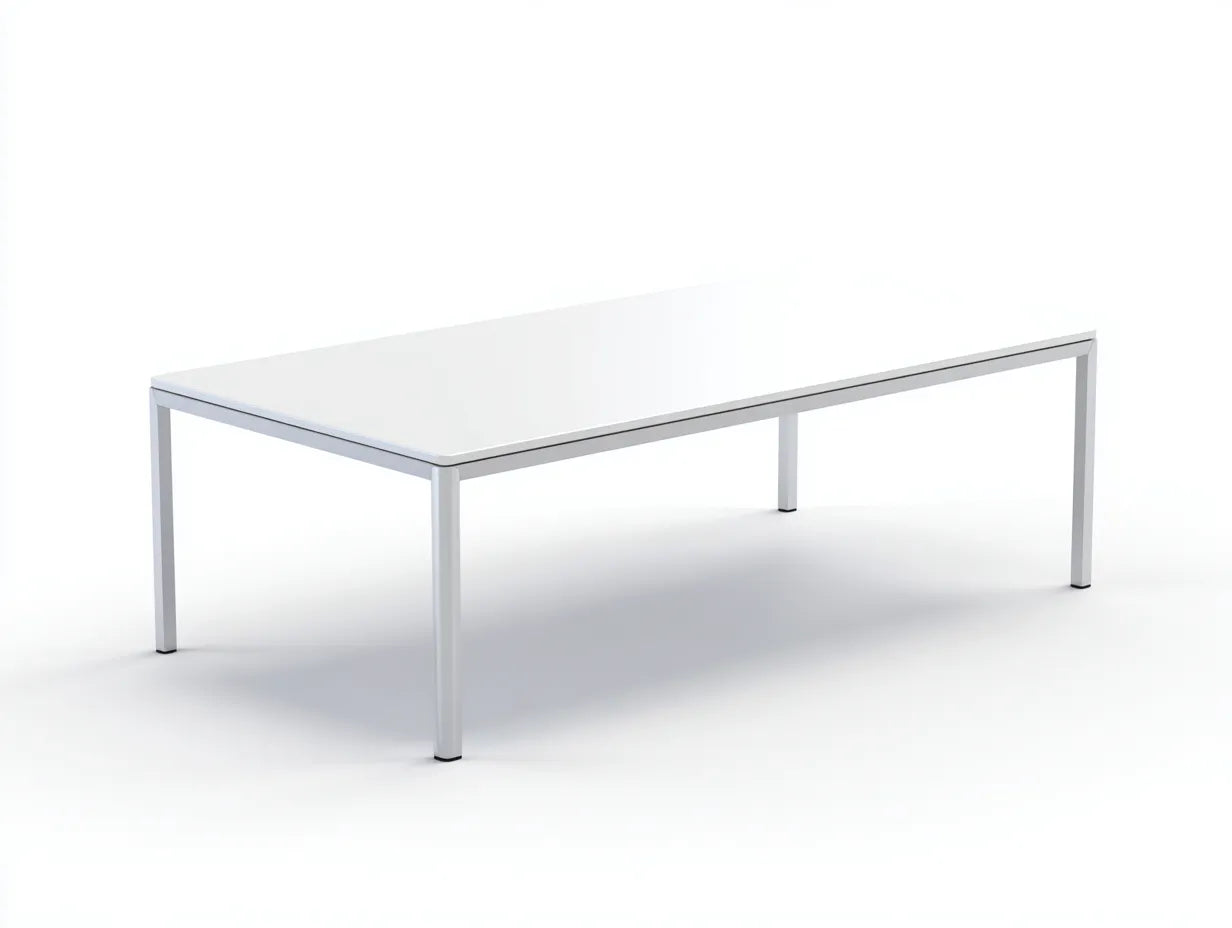 Couchtisch Metallgestell 125x65x40 cm - weiß und silber - rechteckig für Wohnzimmer