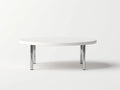 Couchtisch Rund 100x100x38 cm - weiß und silber - Metallbeine für Wohnzimmer
