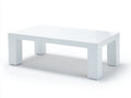 Couchtisch Hochglanz 120x70x40 cm - weiß - rechteckig mit Blockbeinen für Wohnzimmer