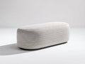 Bank Stoff 136x47x45 cm - Greige und Schwarz - gerundete Polsterbank für Schlafzimmer