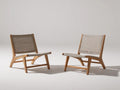 LoungeSessel 74x78x73 cm - Natur und Braun - 2er Set mit Holzrahmen und geflochtenem Sitz für draußen