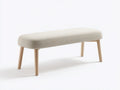 Bank Stoff 126x44x46 cm - Beige und Natur - gepolsterte Schlafzimmerbank mit Holzbeinen