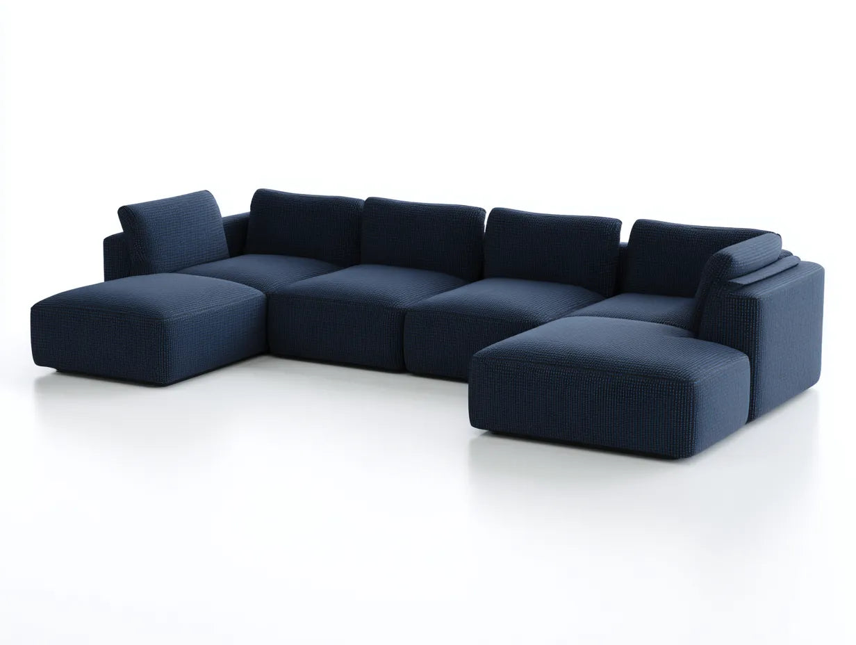 Ecksofa Stoff 360x185x72 cm - dunkelblau - modular für Wohnzimmer