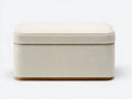 Bank Stoff 118x48x47 cm - Creme und Natur - gepolsterte Schlafzimmerbank mit Stauraum