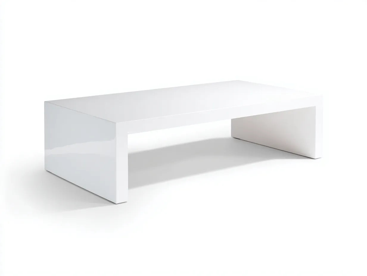 Couchtisch Hochglanz 125x60x39 cm - weiß - Brückenform für Wohnzimmer