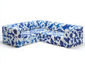 Ecksofa Stoff 300x215x71 cm - blau und weiß - geometrisch für Wohnzimmer
