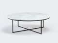 Couchtisch Marmoroptik 105x105x42 cm - weiß und schwarz - rundes Metallgestell für Wohnzimmer