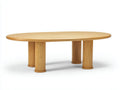 Couchtisch Holz 135x75x42 cm - natur - ovaler Säulenfuß für Wohnzimmer