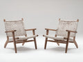 LoungeSessel 2er-Set Holzgestell 72x78x76 cm - natur und creme - geflochten für Outdoor