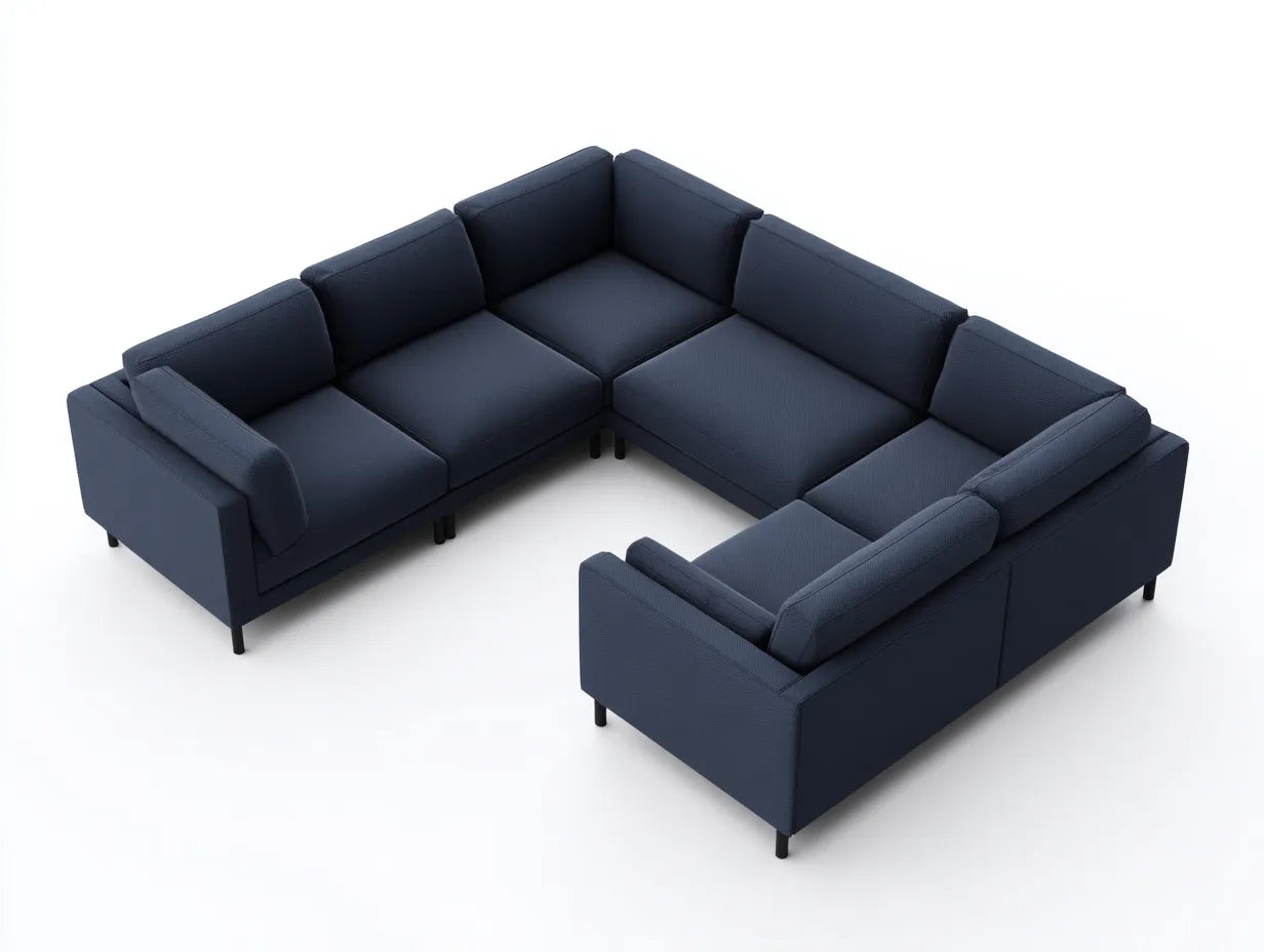 Ecksofa Stoff 330x250x74 cm - marineblau - U-Form für Wohnzimmer