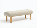 Bank Stoff 130x45x45 cm - Beige und Natur - gerundete Bettbank mit massiven Holzbeinen