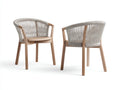 LoungeSessel 2er-Set Holz Seilrücken 61x63x77 cm - natur und grau - gebogene Rückenform für Outdoor