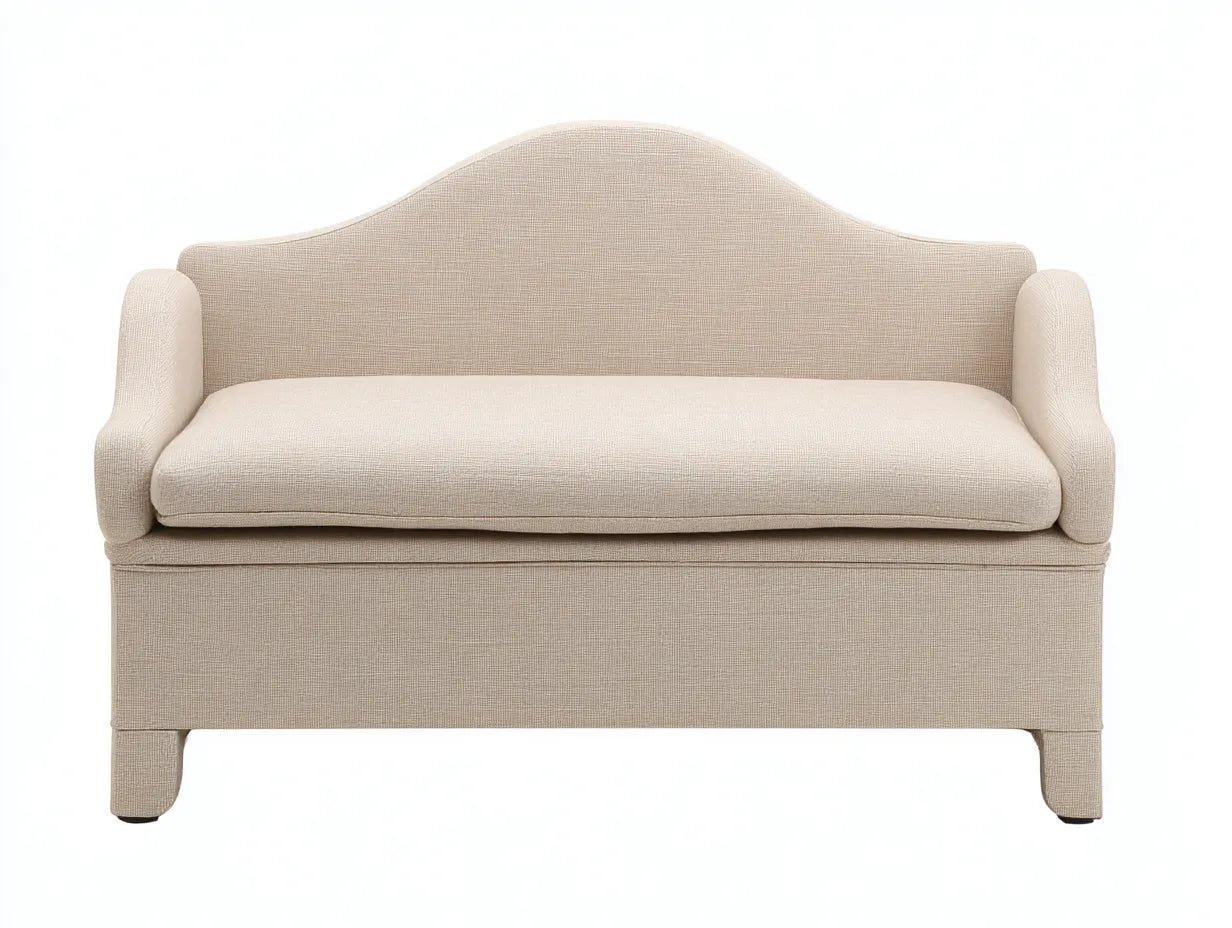 Bank Leinenoptik 132x50x74 cm - Beige - Schlafzimmerbank mit Rückenlehne und Armlehnen