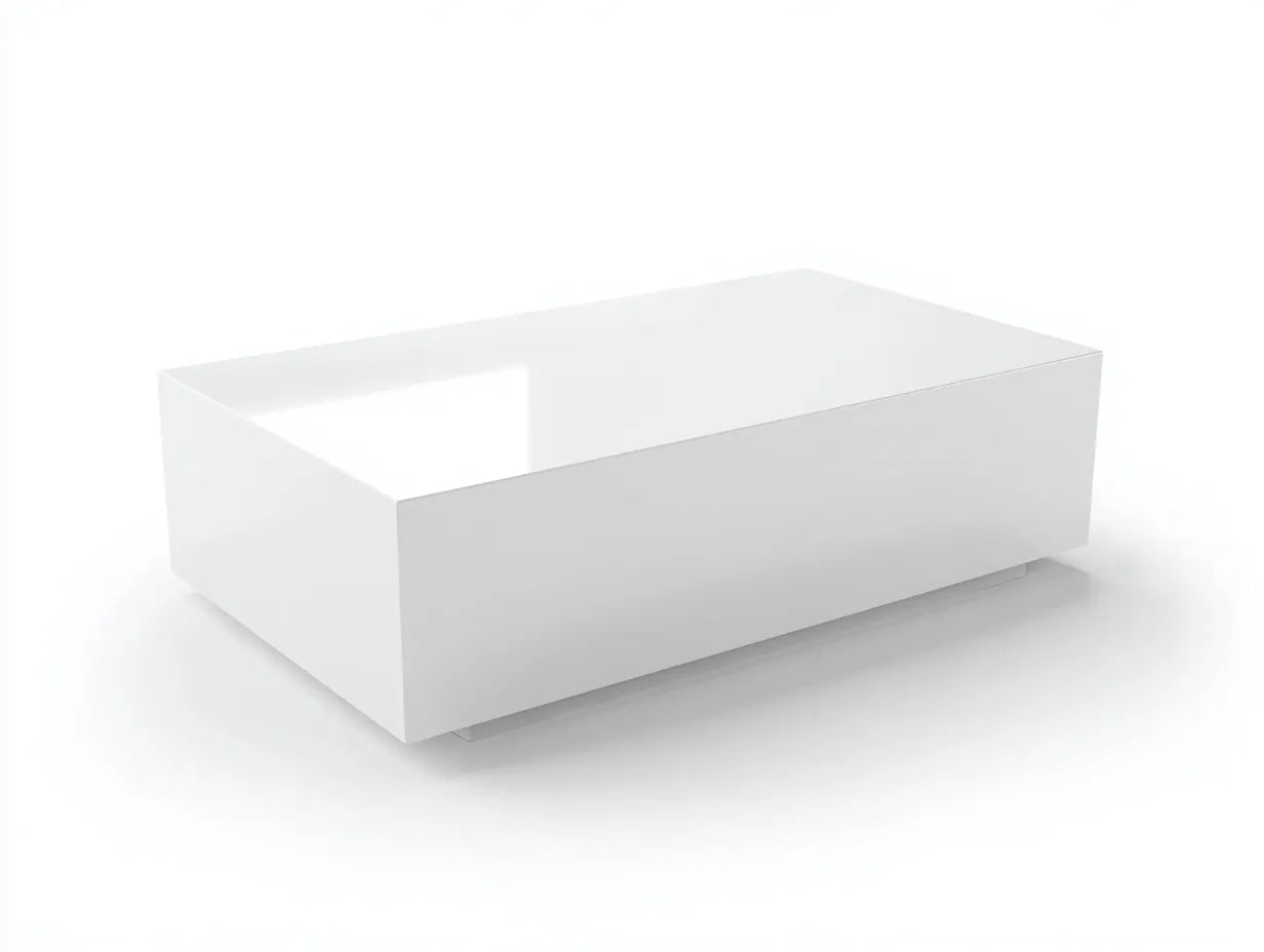 Couchtisch Hochglanz 115x65x35 cm - weiß - geschlossene Blockform für Wohnzimmer