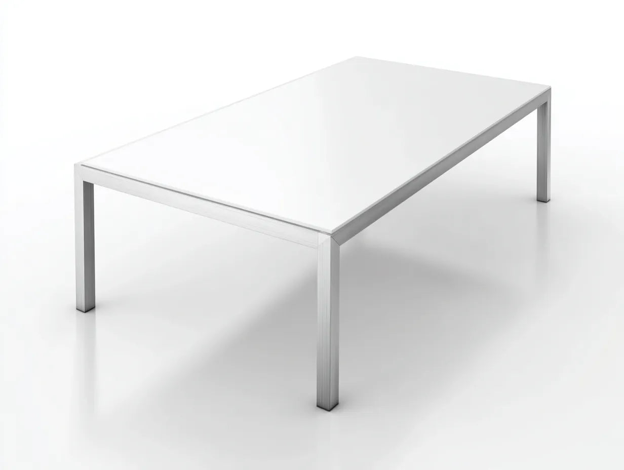 Couchtisch 140x70x38 cm - weiß und silber - schlankes Metallgestell für Wohnzimmer
