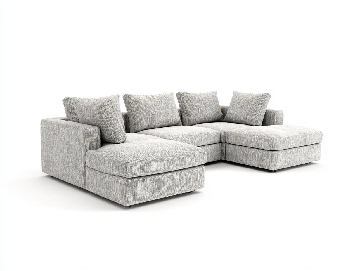 Ecksofa Stoff 305x210x76 cm - hellgrau - Loungeform für Wohnzimmer