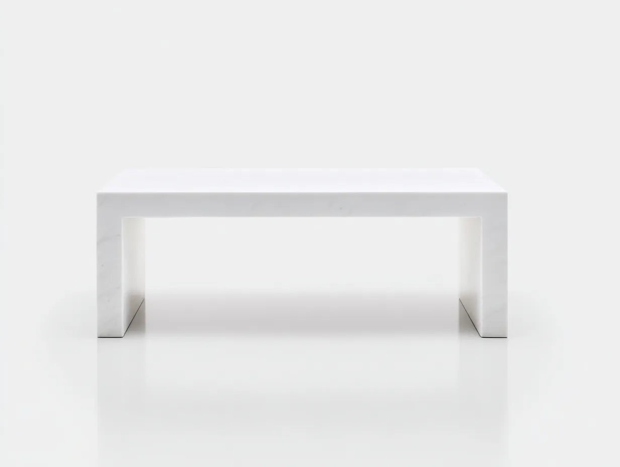 Couchtisch Marmoroptik 120x58x39 cm - weiß - rechteckige Brückenform für Wohnzimmer