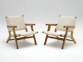 LoungeSessel 78x82x74 cm - Natur und Creme - 2er Set mit Holzgestell und offener Flechtstruktur für draußen